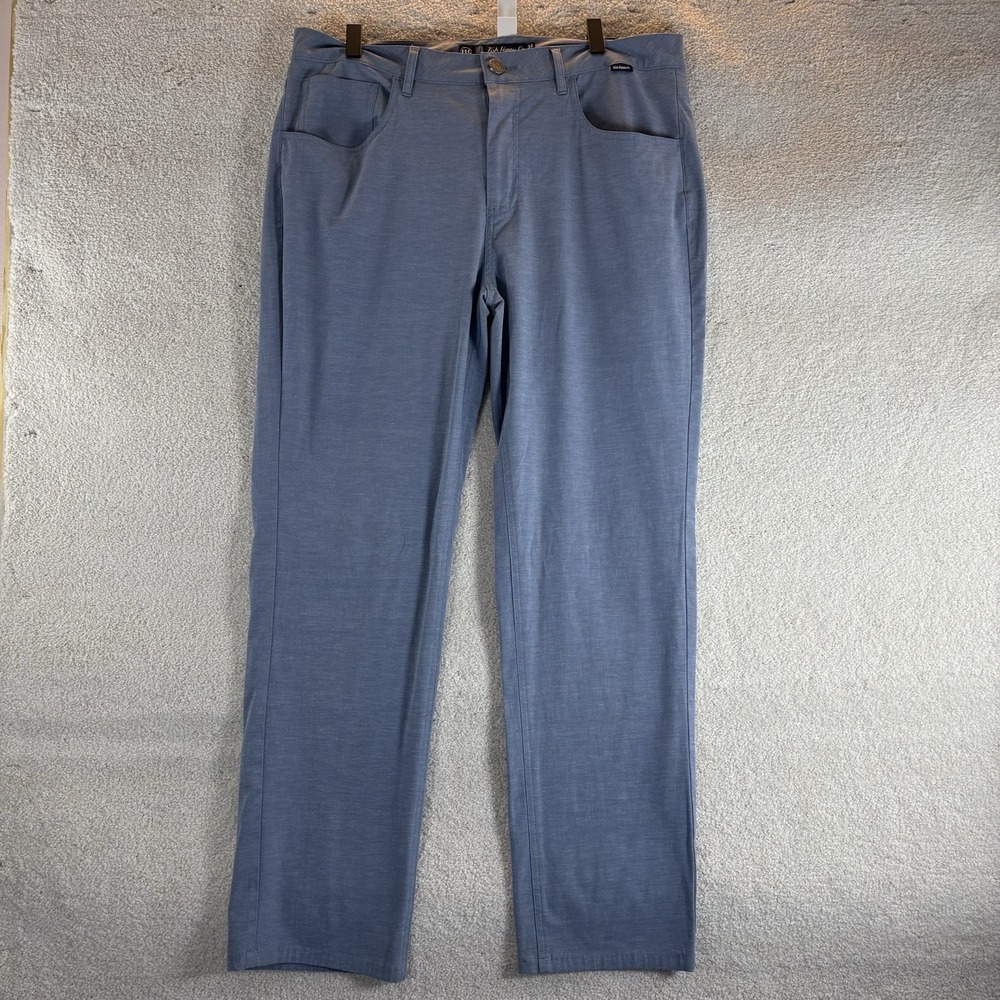 Fish Hippie Pants Mens 34x27.5 Blue Gray Bonita Performance Golf 5 Pocket Casual